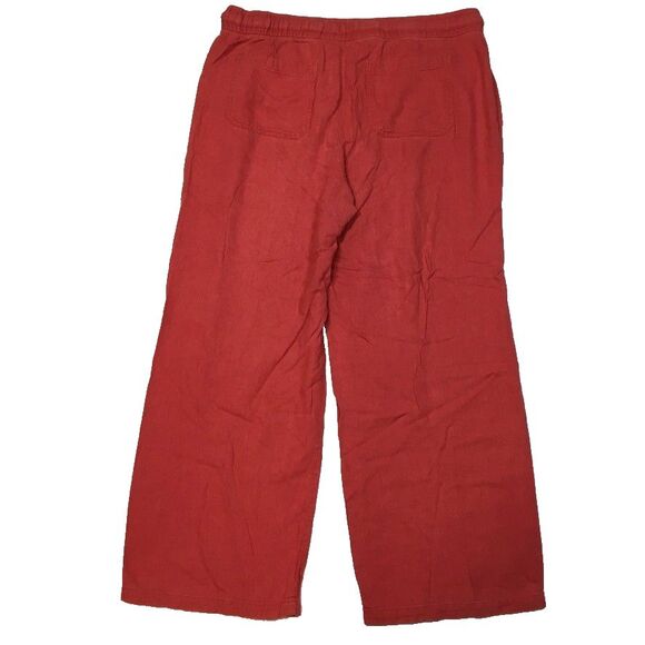 Old Navy Womens L Linen Rayon High Rise Wide Leg Pants Pink Myrrh Pockets - Picture 8 of 11